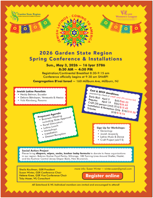 GSR Spring Conference and Installation of Officers: "Jewish Latinos - Coming to America"